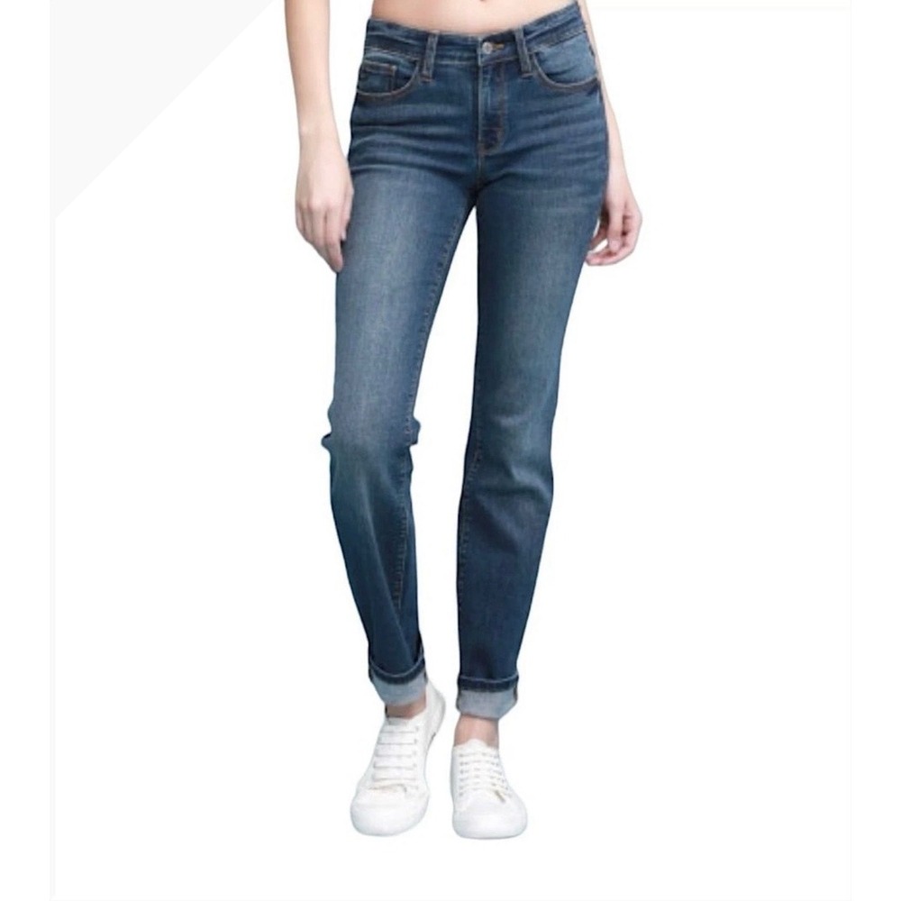 Judy Blue Womens Straight Leg Jeans Medium Wash High Rise Denim Stretch 7/28